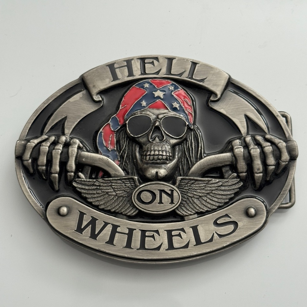 Siskiyou Hell on Wheels Skull Bandana Sunglasses Pewter Belt Buckle OS300‎